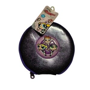 Vtg 2000 Powerpuff Girls Purple Sparkle Personal CD DVD Case Holder Wallet NEW